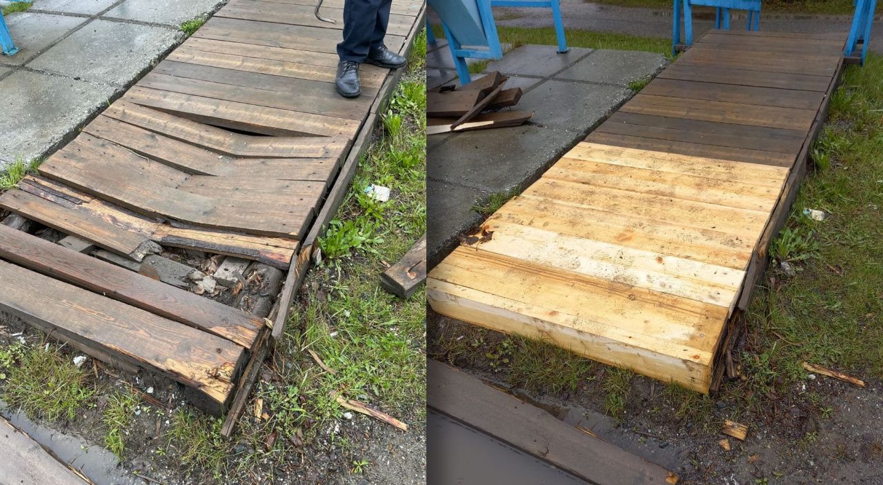 «Полчаса и готово». Местный предприниматель старается помогать городу с ремонтом пешеходных мостиков и не только