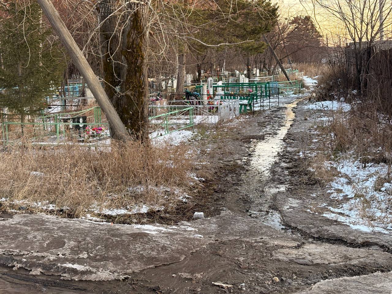 Возле старого кладбища снова изливается канализация