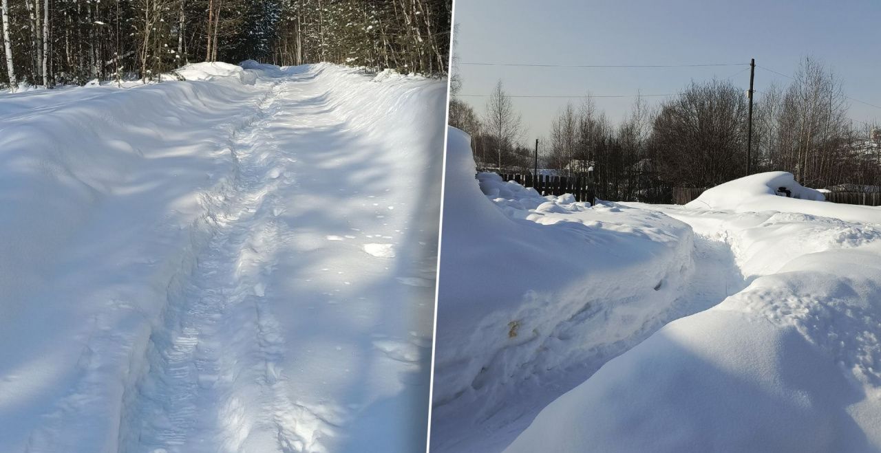 Жители Уральского поселка жалуются, что у них уже два месяца не расчищают дорогу от снега