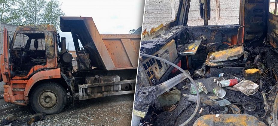 В карпинском деревообрабатывающем предприятии горел КамАЗ