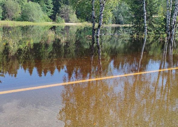 Вода подтопила дорогу между Карпинском и Волчанском