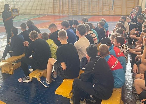 Сотрудники Госавтоинспекции наведались в спортшколу и провели там беседу с детьми