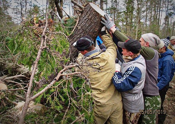 Организаторы марафона «Конжак» и волонтеры готовят гору к предстоящим соревнованиям