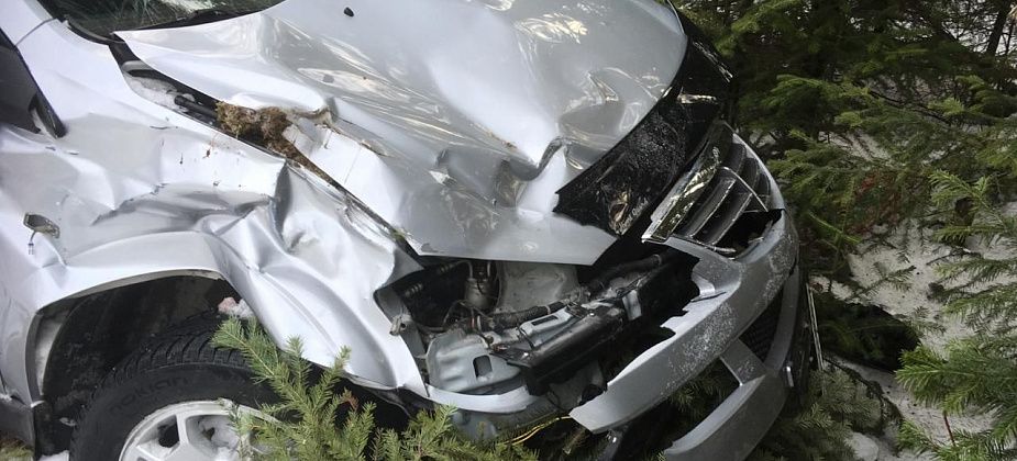 Водитель иномарки не справился с управлением и вылетел с трассы